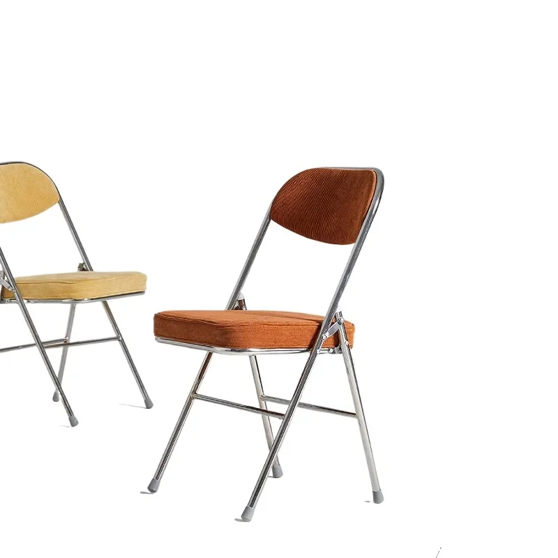 

Vintage folding chair, home balcony corduroy back dining chair ins Internet celebrity photo nostalgia office meeting