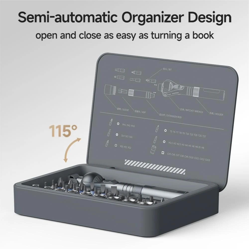 ชุดไขควงวงล้อ ATuMan 40 in 1 พร้อมด้ามจับแบบถอดได้ 180 °   ชุดเครื่องมือแม่เหล็กหัววงล้อสําหรับบ้าน DIY และการบํารุงรักษา