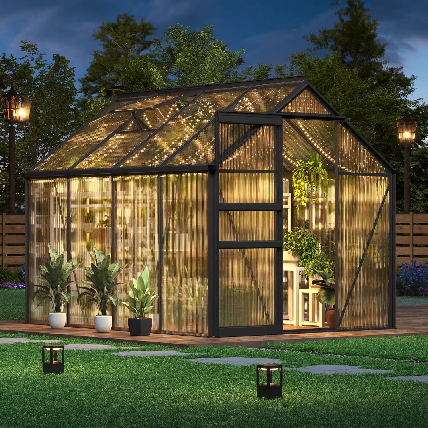 6x8 FT Walk-in Polycarbonate Greenhouse - 76