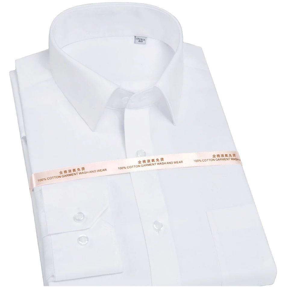Quality Luxury Cotton Men's Long Sleeve Dress Shirts Business Formal Non Iron Male Shirts
