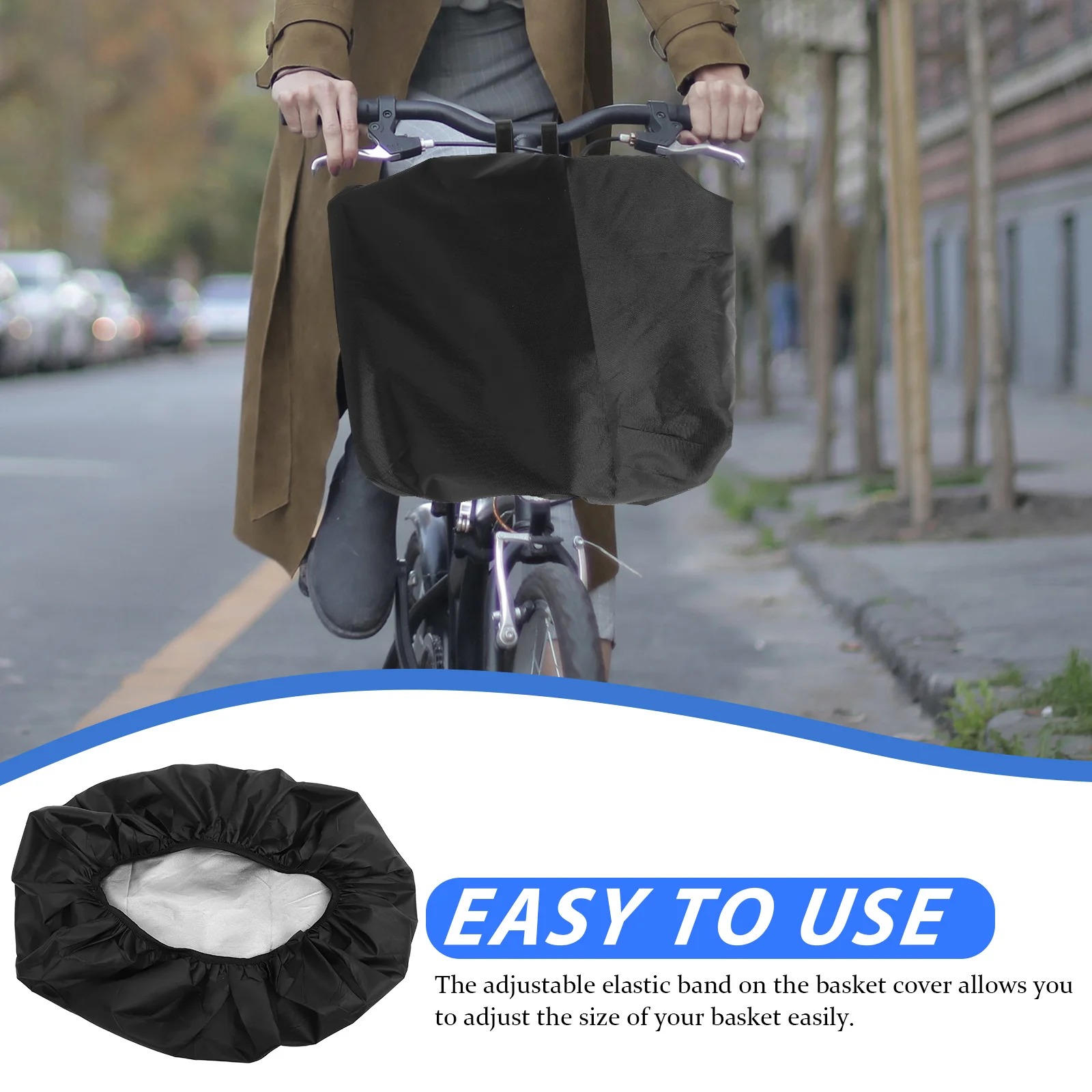 

Waterproof Bike Basket Cover Black Universal Elastic Adjustable Lightweight Portable Cycling Accessory Rain Protection Electric