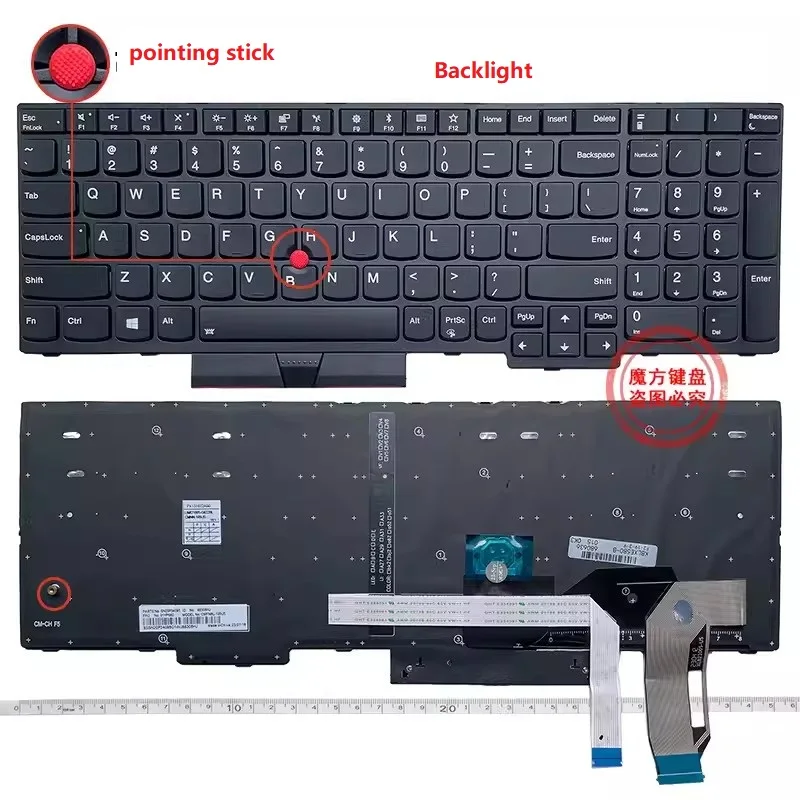 Imagem -03 - Teclado dos Eua para Lenovo Backlight para Laptop Novo E580 L580 E585 E590 T590 T580s P52 P53 P72 P73