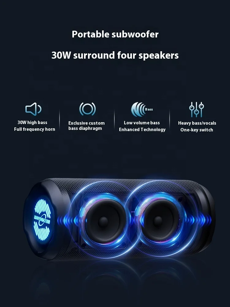 M6 30 Вт Высококачественный портативный сабвуфер Hopestar Динамик 360 °   Объемный звук IP67 Водонепроницаемый пылезащитный светодиод RGB 4000 мАч