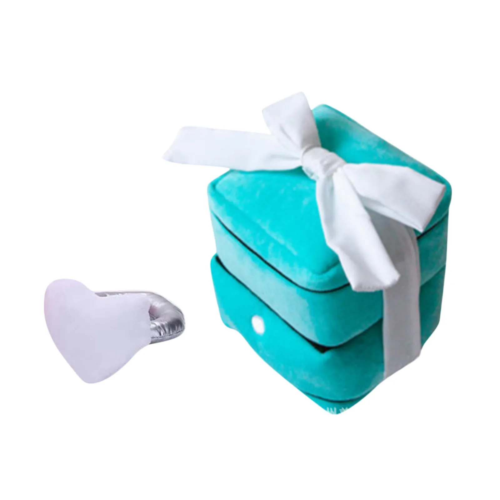 Diamond Ring and Box Case Plush Toy Creative Stuffed Pet Chew Toy for Dog Engagement Wedding Oversized Ring Funny Gifts