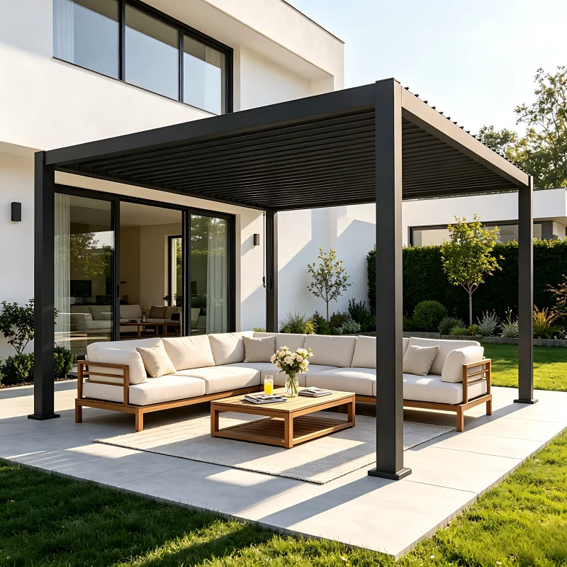 Aluminum Pergola Gazebo Louvered Canopy Roof Heavy Duty Outdoor Patio Shelter Waterproof Sunshade Garden Backyard Tent Cover