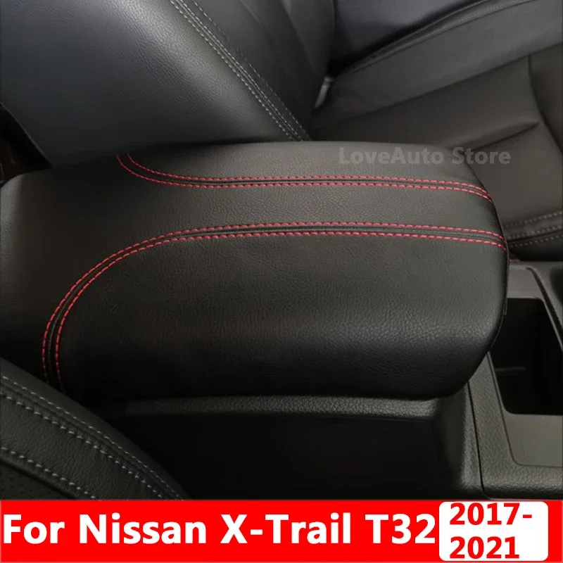 For Nissan X-Trail T32 2017 2018 2019 2020 2021 Central Armrest Box Protective Leather Cover Interior Decorative Pad Accessories