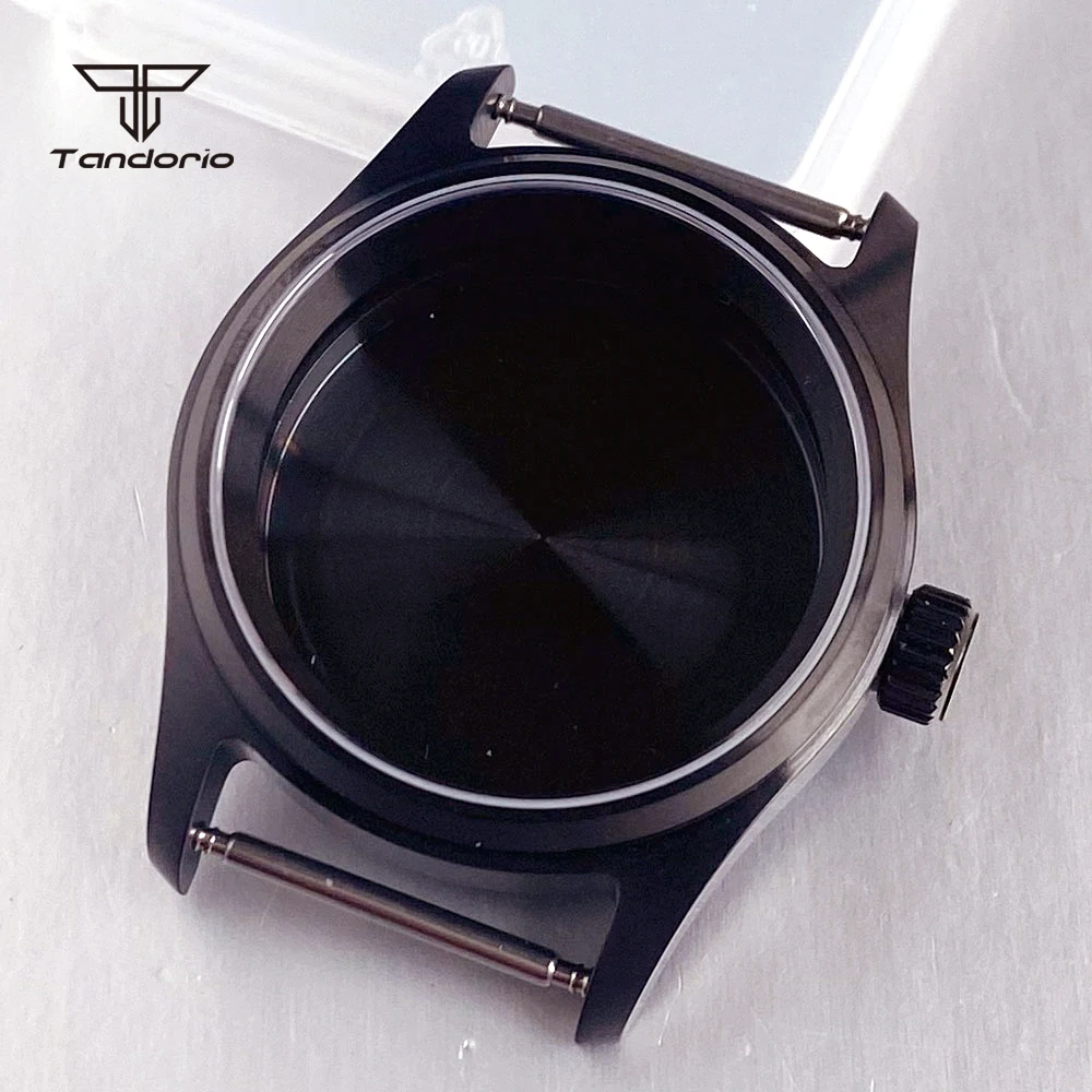 PVD Matt-Schwarz 36mm/39mm Piloten-Uhrengehäuse Passend für NH35 NH36 NH38 ETA2824 PT5000 Saphirglas Taucheruhr Wasserdichtes Armbanduhr-Mod-Teile