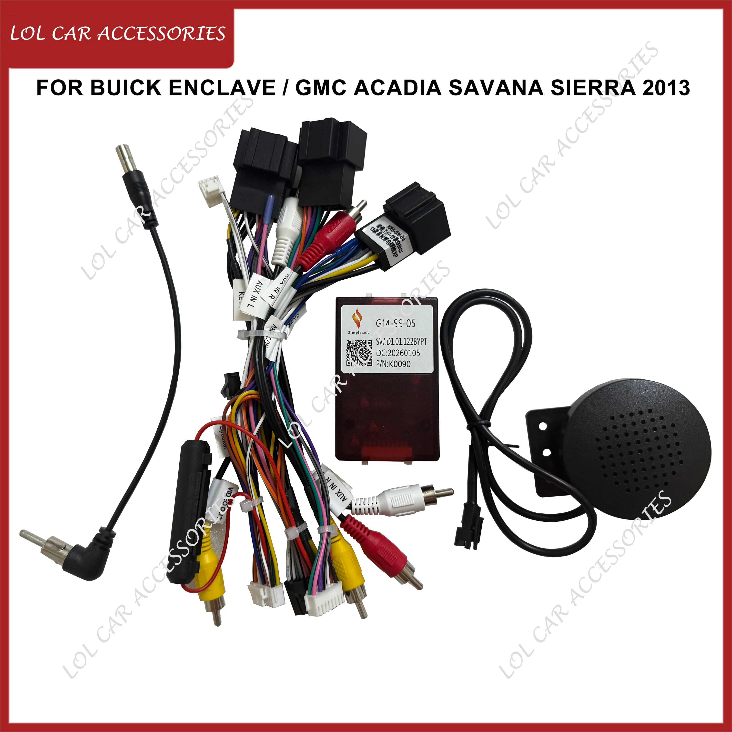 Para BUICK Enclave / GMC Acadia Savana Sierra 2013 Radio de coche reproductor estéreo Android Cable de alimentación marco de Panel Canbus arnés de cableado