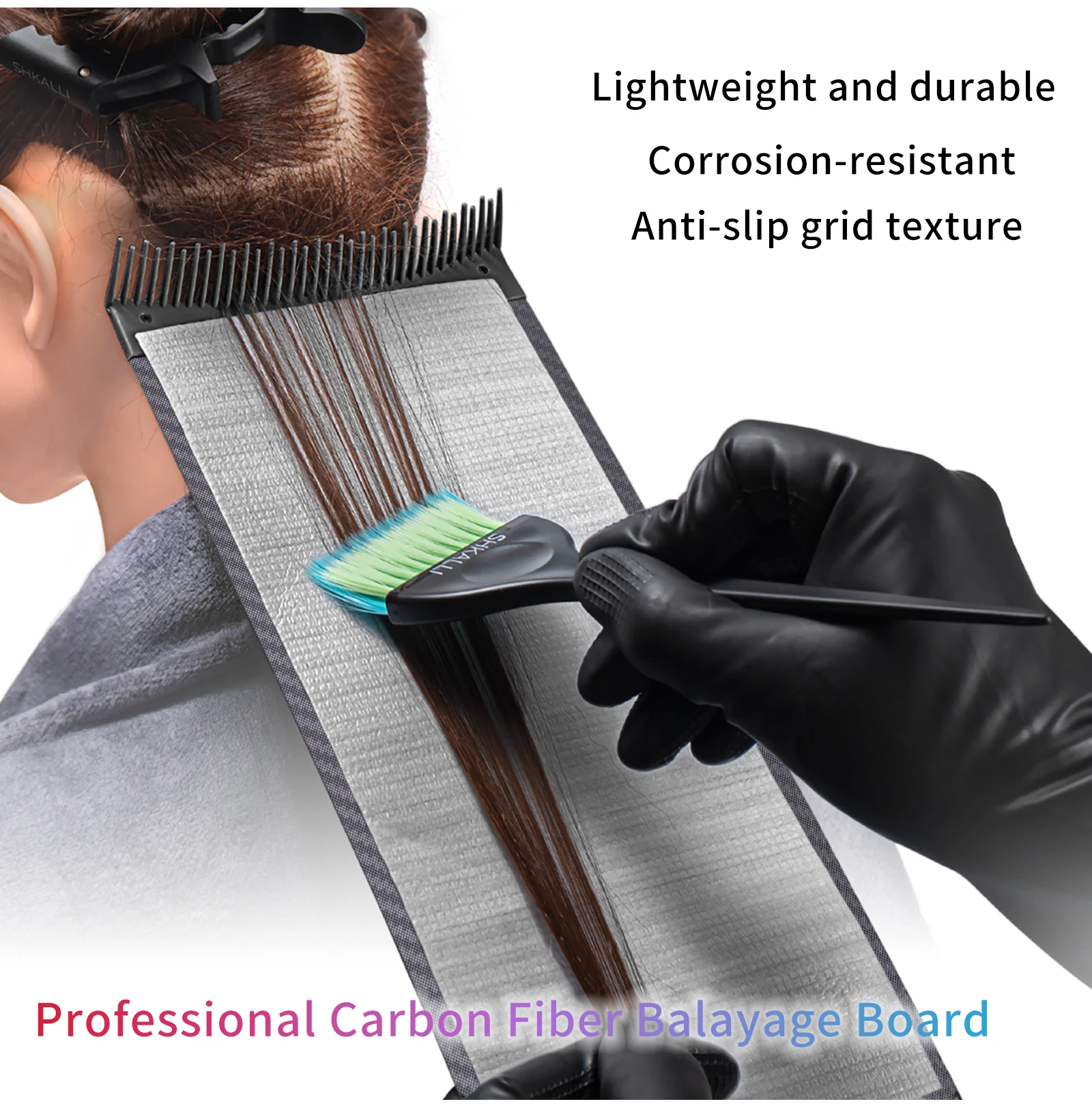 Professionelles Haarfärbebrett aus Kohlefaser mit Kammzähnen-Design – Haarfärbewerkzeug für Salonfriseure zur präzisen Hervorhebung – Detail 4