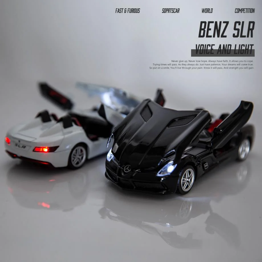 1:32 Scale Wheels Convertible SLR Sport Car Metal Model with Light and Sound Diecast Pull Back Vehicle Toys Diecast Alloy Car