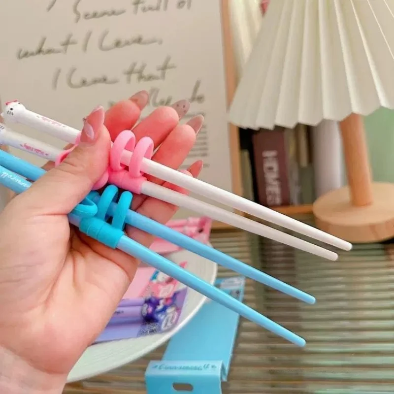 Sanrio My Melody Kuromi Cartoon Children's Learning Chopsticks Train Assisted Practice Kitty Kitchen Supplies Gifts for Children