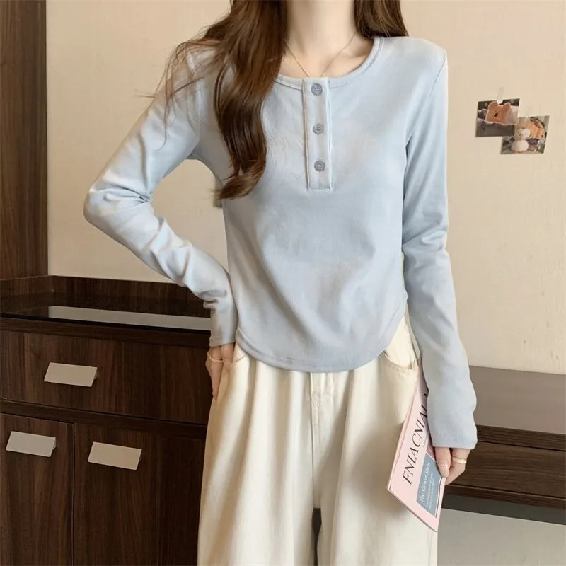 

Women's Slimming Versatile Age-reducing Long-sleeved T-shirt Spring Autumn Cotton New Style Trendy Bottoming Top