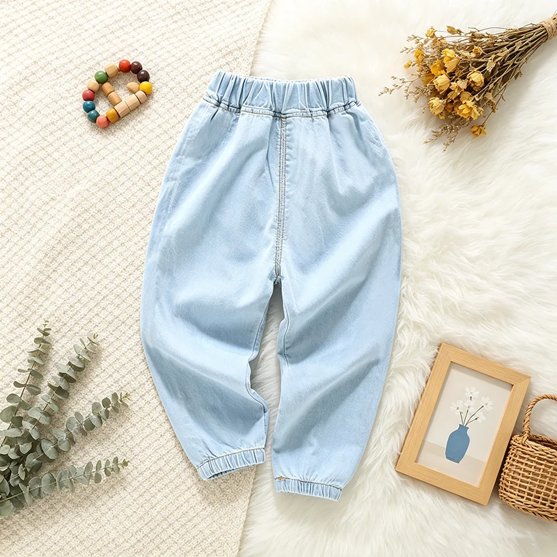 Summer Baby Girls Boys Soft Thin Pants Simple Children's Jeans Toddler Solid Color Trousers Bottoms 1-5 Years Old Kids Wear