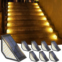 Solar Deck Lights Fence Lights Outdoor Step Lights Waterproof Solar Lights for Railing Stairs Step Fence Yard Patio and Pathway