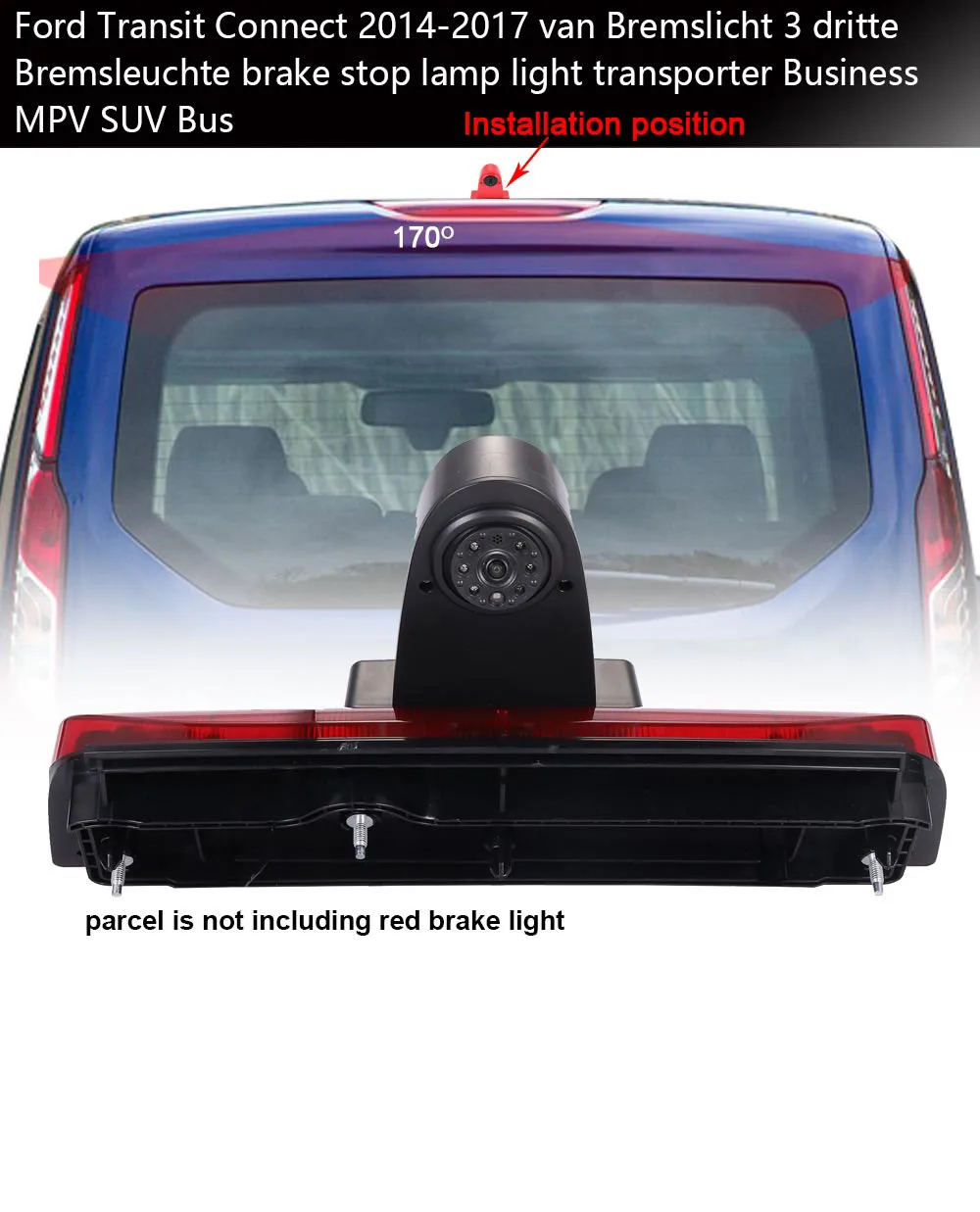 HKNL HD CCD Car Reverse Camera Monitor Mirror for Ford Transit Connect 2014-2017 Bremsleuchte MPV SUV Bus Kombi Brake Light Vans