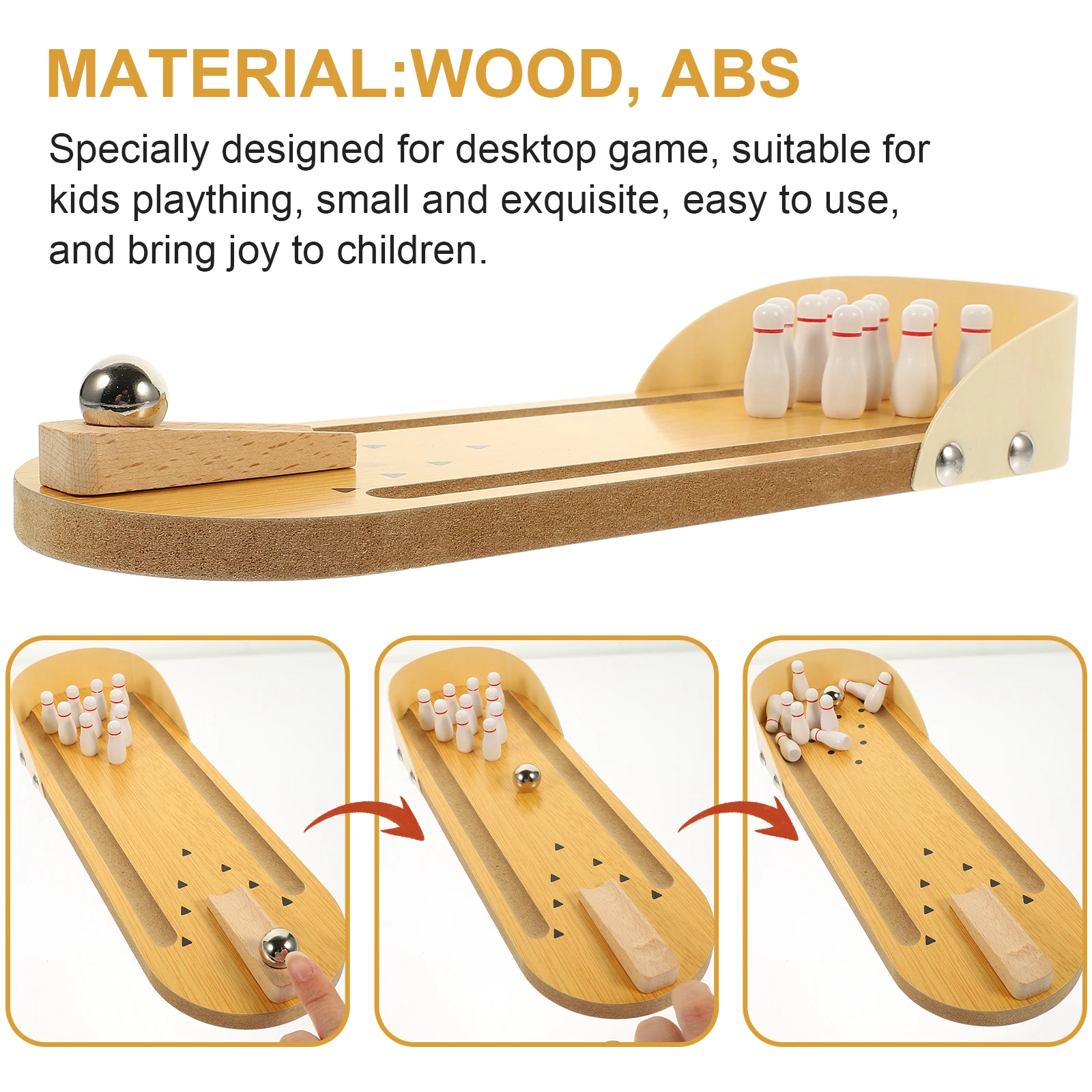 

Wooden Educational Toys Mini Bowling Kids Elderly Light Brown Desktop Game Parent Child Interactive Aldult Activities