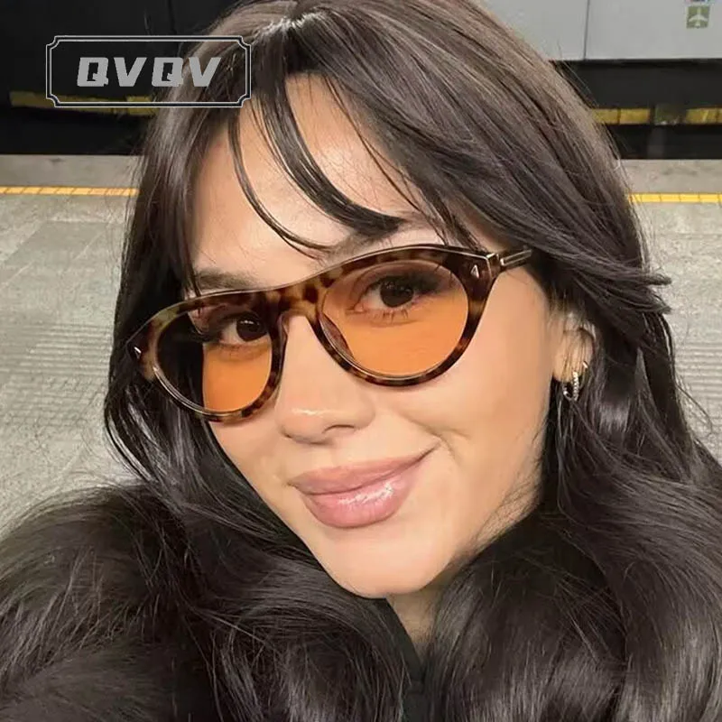 Retro Brand Design Cat Eye Sunglasses Women New Fashion Metal Wire Leopard Champagne Popular Sun Glasses Trendy Driving Shades