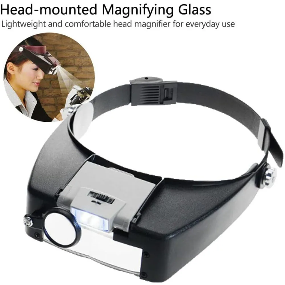 Headband Glasses Magnifier LED Light Magnifying Glasses 1.5x 3x 8.5x 10x Headworn Magnifier Lightweight Adjustable Band Watch Re