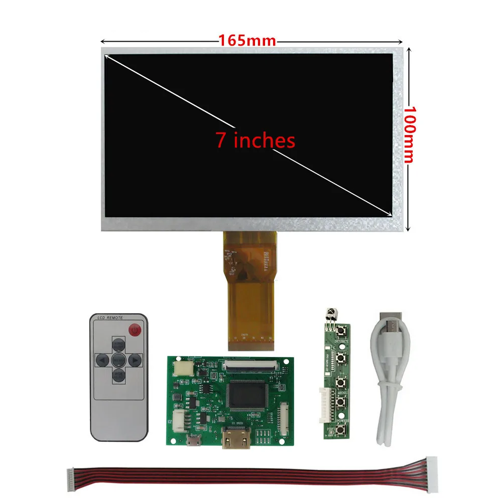 7 Inch 1024*600 Screen Display LCD Digitizer Touchscreen HDMI-Compatible Driver Control Board DIY Raspberry Pi PC Monitor Kit