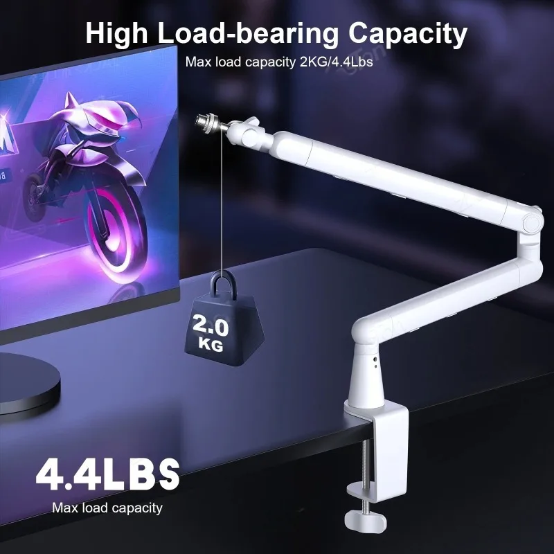 Microphone Boom Arm, Cable Management Low Profile Mic Stand 360° Rotatable Desk Mount for Fifine AM8 K669B Blue Yeti HyperX
