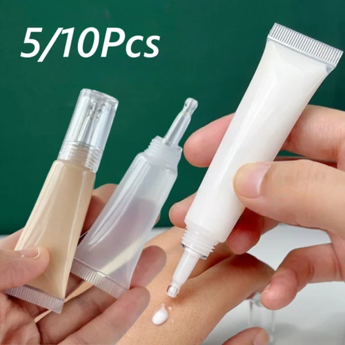 Botella dispensadora de base transparente, botellas cuentagotas líquidas, crema de Gel para ojos, loción, tubo vacío, contenedor de muestra de esencia de viaje, 5/10 Uds.