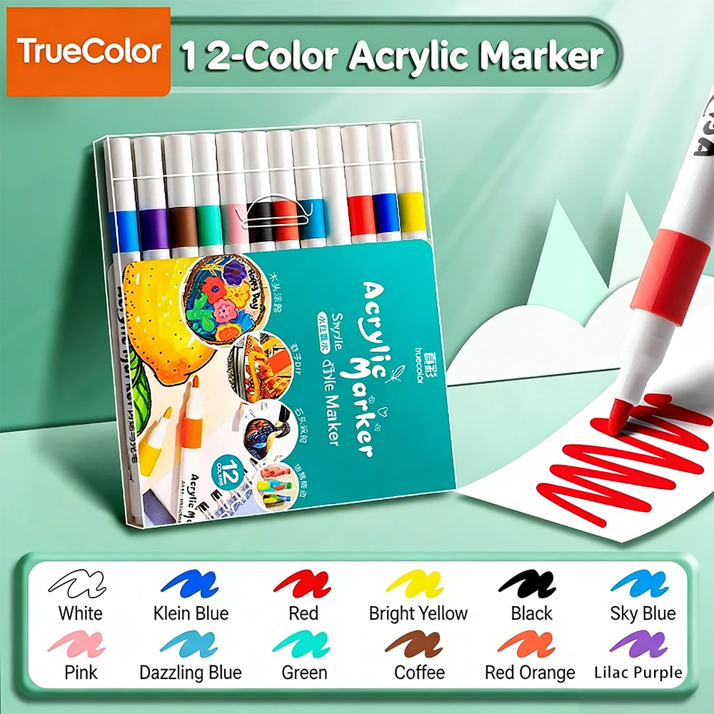 أقلام تحديد أكريليك فرش ألوان غير شفافة وقابلة للتكديس أقلام ألوان مائية خاصة على شكل عمود مثلث لطلاء الأطفال #1