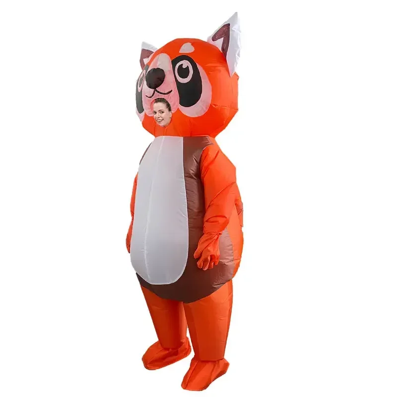 Halloween Christmas Party Show Adult Role Play Cartoon Animal Orange Face Panda Dress Up Inflatable Costume