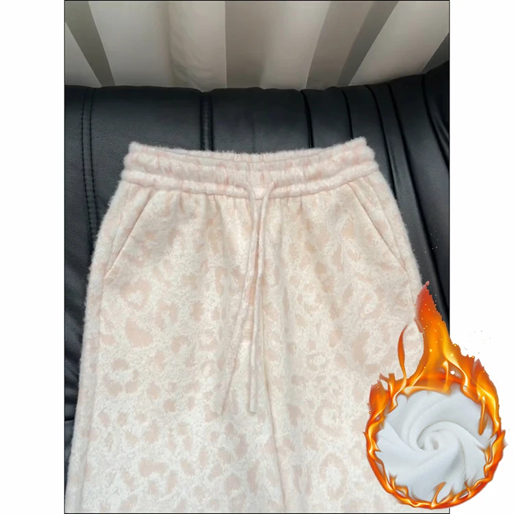 دافئ محبوك Fce اصطف عادية مستقيم الساق السراويل للنساء عالية الخصر مطاطا Waisand كيت تصميم الخريف الشتاء جديد Ar... #5