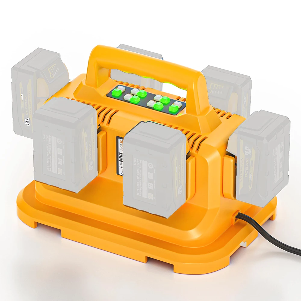 2026 Upgraded Simultaneous 6-Port Rapid Charging Station for Dewalt 20V/60V Batteries Replacement for DCB104 DCB102 DCB112