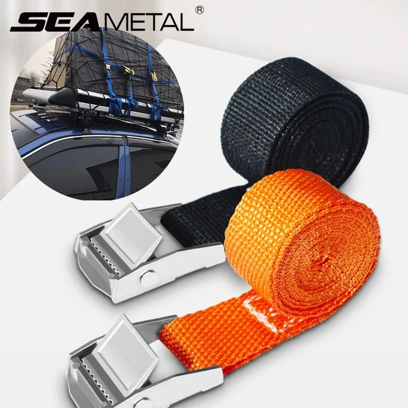 SEAMETAL 3/4/6m Motorcycle Cargo Lashing Straps with Buckle Tie-Down Belt Tow Rope Strong Ratchet Fixing Belt for Bicycle Car