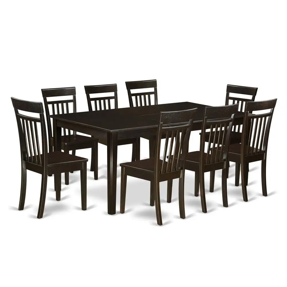 

HECA9CAPW 9 Piece Kitchen Table Set Includes a Rectangle Dining Table with Pedestal and 8 Dining Room Chairs, 42x72 Inch, Cappu