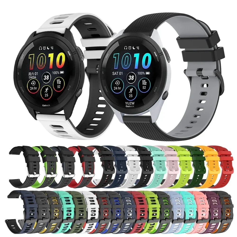 20 22mm Soft Silicone Bracelet Belt for Garmin Forerunner 265 255 245 645 Misic Strap Venu 3 2 Plus Sq/Vivoactive 5 4 Watch Band