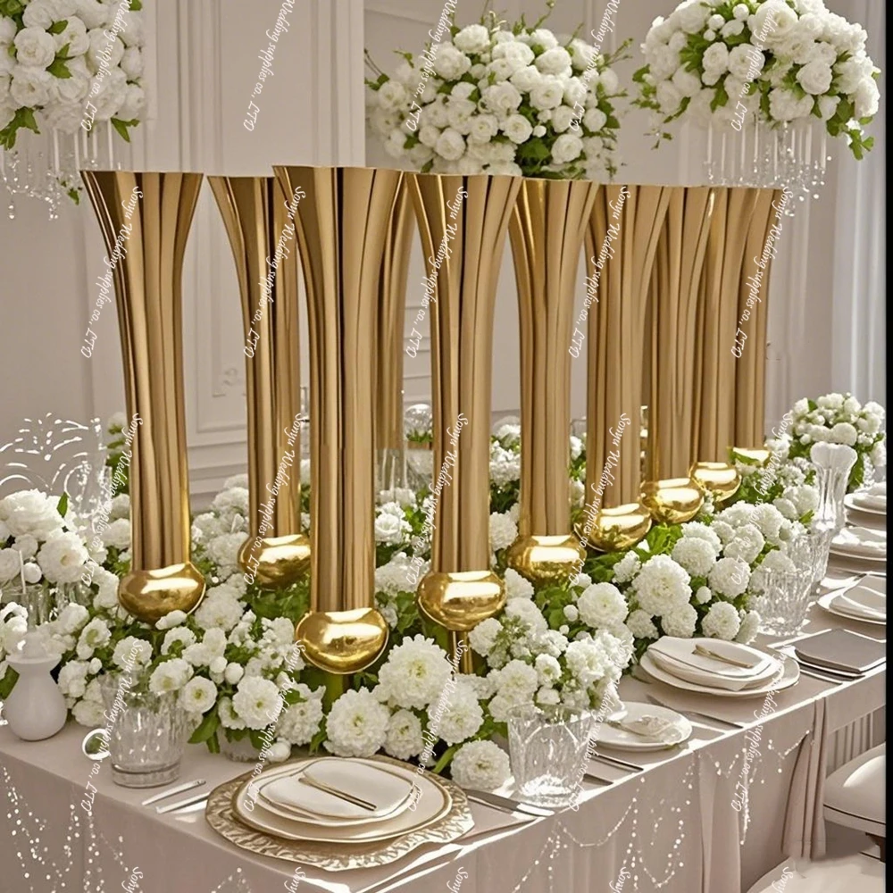 4 to 14pcs),Gold flower bowl Candelabra Floor Stand  Tall Wedding Party Centerpiece Floral Display Supply for Wedding