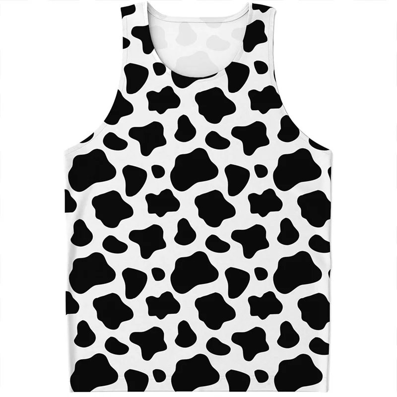 Fashion Camo Cow Pattern Tank Tops Men Summer Sleeveless Beach Vest Casual Cool 3D Printed Tee Shirt Tops Oversized Streetwear