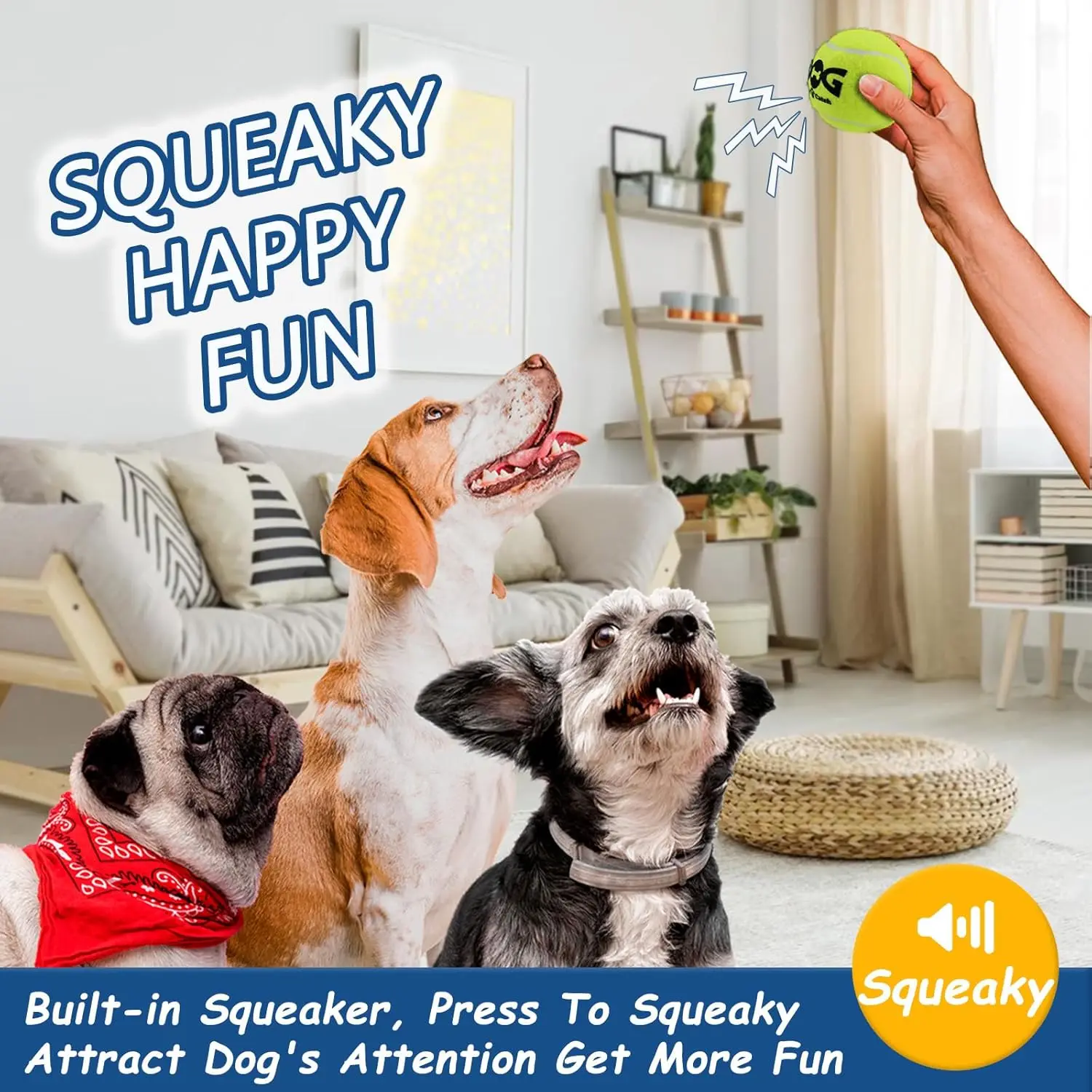 كرات كلب صار ملونة وآمنة من المطاط الطبيعي توفر توازنًا مثاليًا للكرة التي تصدر صوتًا ومتانة للكلاب