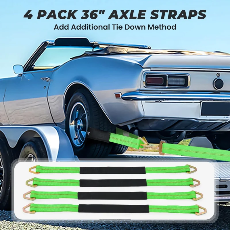 

2x144 автомобильные ремни для прицепа, 4 шт., с трещотками и осью, 10000 фунтов, прочность разбития, грузовик, транспорт UTV