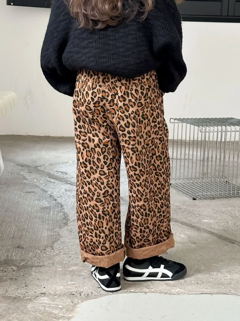 Kids Clothes Baby Girls Pants Fashionable Leopard Print Straight-leg Pants Toddler Hip Hop Casual Pants Sweatpants Cotton 2-10y