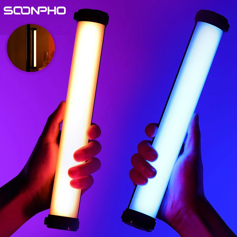 

Soonpho P13 RGB Handheld LED Light Wand Magnetic Photography Light Stick 12 Lighting Modes 2500K-8500K 5-Color 360° Rotation