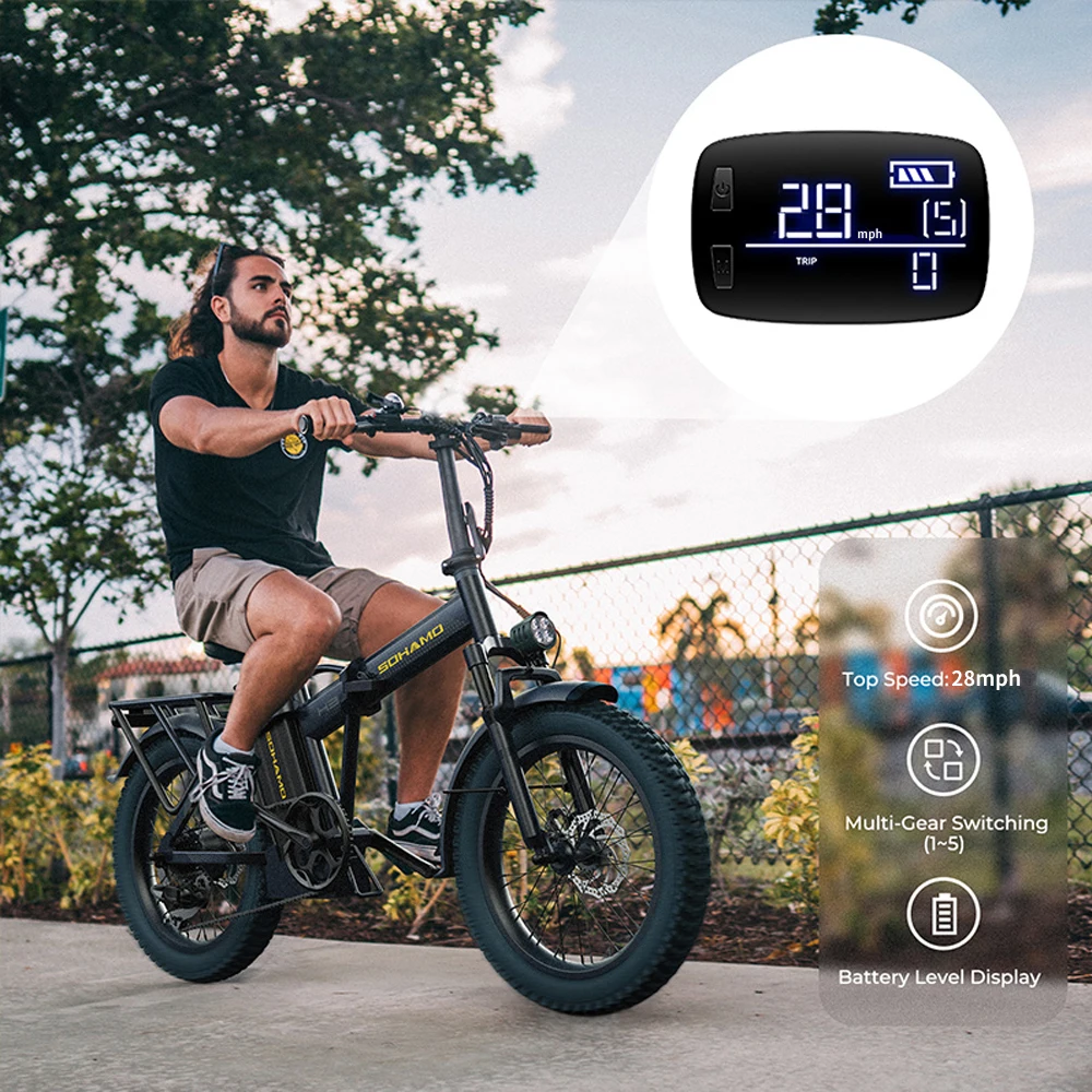 Bicicleta eléctrica plegable de 48V y 20Ah para adulto, bici de 60 millas de largo alcance, neumático ancho de 20 pulgadas, Motor de pico de 1100W, bici de carretera plegable de 7 velocidades