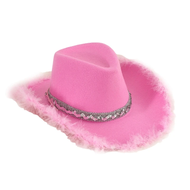 Cowboy Hat with Shimmering Sequins Hat for Disco House Cocktail Parties