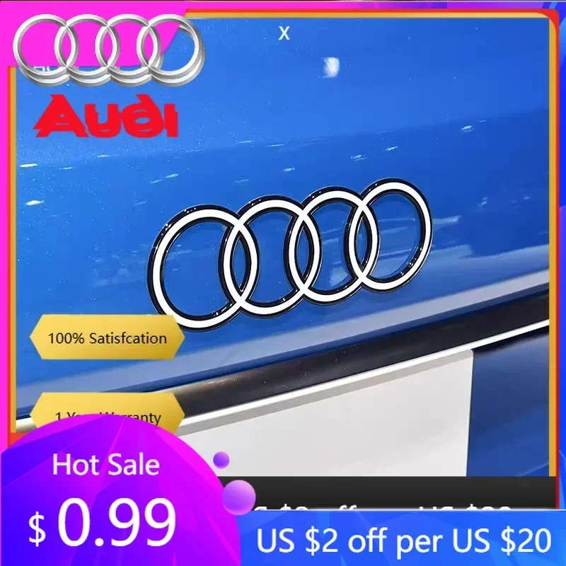 

Колпаки на колеса для Audi, 202 мм, новые, с плоским логотипом Audi, черно-белые