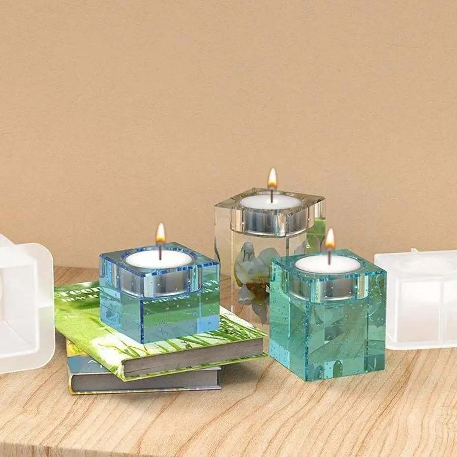 1 Stück DIY-Kristall-Epoxidharzform, Kerzenform, quadratischer Kerzenhalter, Schaukeltisch, einfach zu bedienen