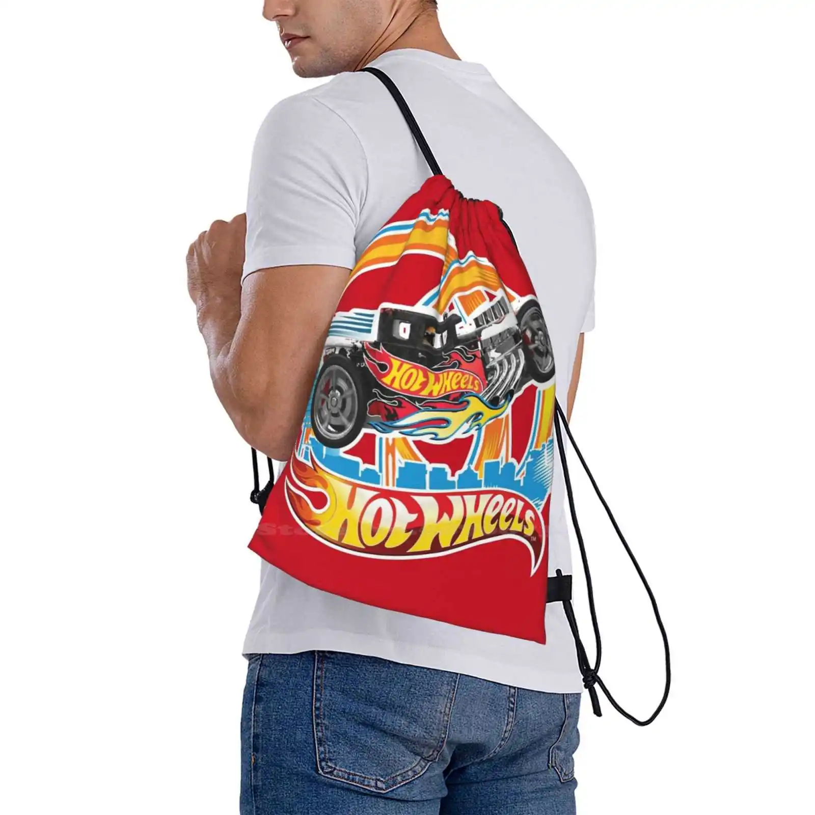 Mochila a la moda para niños, bolsa con diseño de los coches de las ruedas calientes, coches de carreras, Stickera de arte, Fanart, rueda de fuego, gran oferta