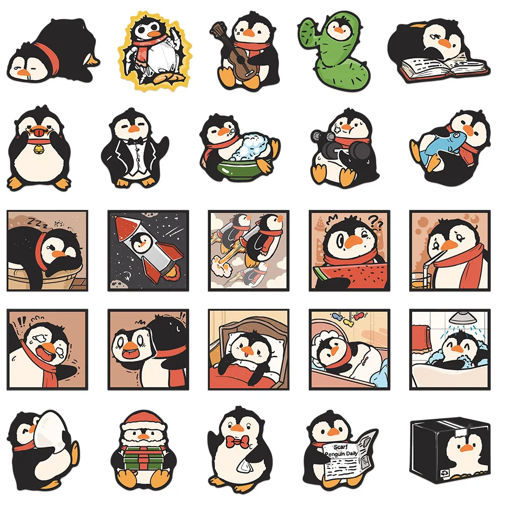 50pcs Penguin Stickers For Laptops Hand Books Phone Cases Insulated Cups Decorative Waterproof Stickers Birthday Gifts