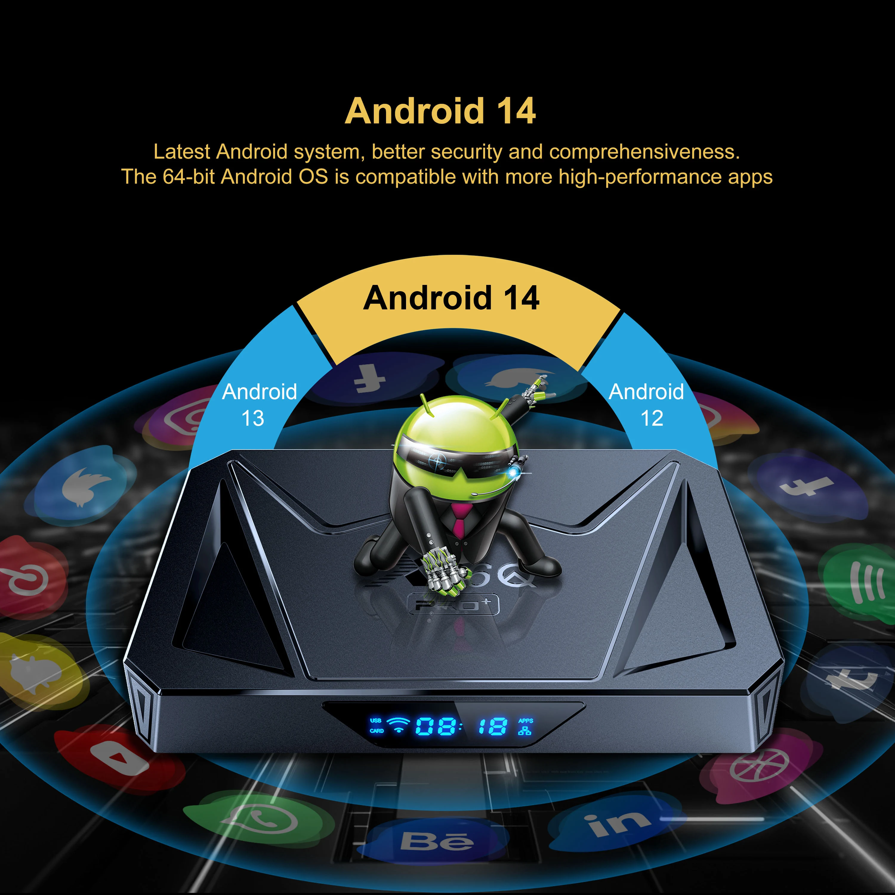 X96Q PRO+ ТВ-приставка Android 14 Smart Box BT5 Wi-Fi6 Allwinner H728 2,4G/5G 1000M LAN Поддержка 8K Медиаплеер Телеприставка 4 ГБ 64 ГБ