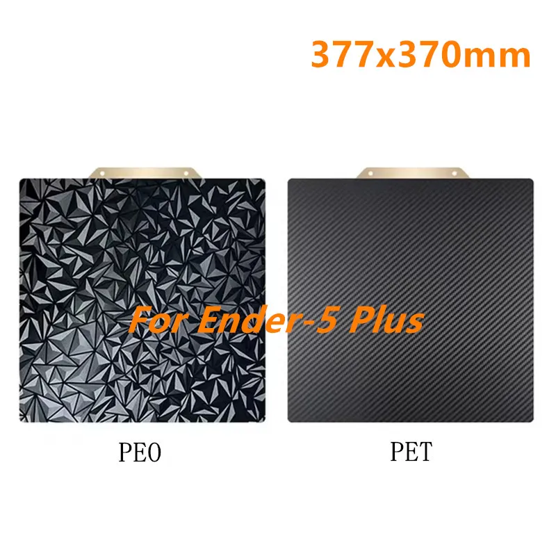 

ENERGETIC For Creality Ender-5 Plus Upgrade PEO PET Sheet 377x370mm Flexible Build Plate Double Sided PEI Spring Steel Sheet