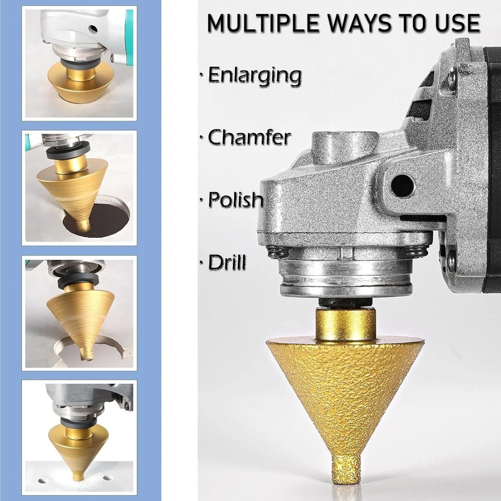 1pc 38mm Diamond Tapered Drill Bit M10 Thread For Tile Glass Marble Concrete Stone Porcelain Drilling Tools