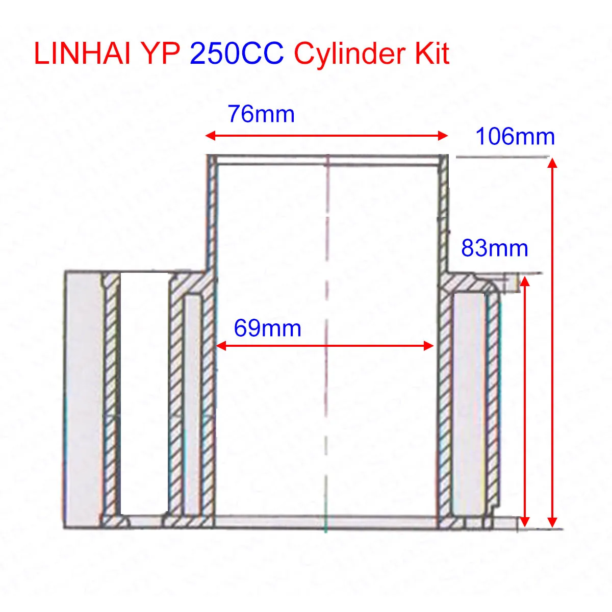 69Mm Cilinder Kit Voor Tank Manco Talon Linhai Buyang Stijl Vog Yp 250cc Atv Buggy Go Kart Scooter Onderdelen