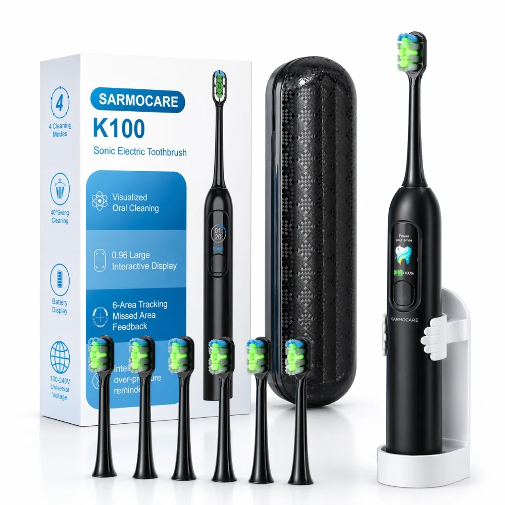 Rechargeable Sonic Vibration Electric Toothbrush 4 Modes IPX7 Waterproof 30 Days Battery Adult Oscillation Electric Toothbrush