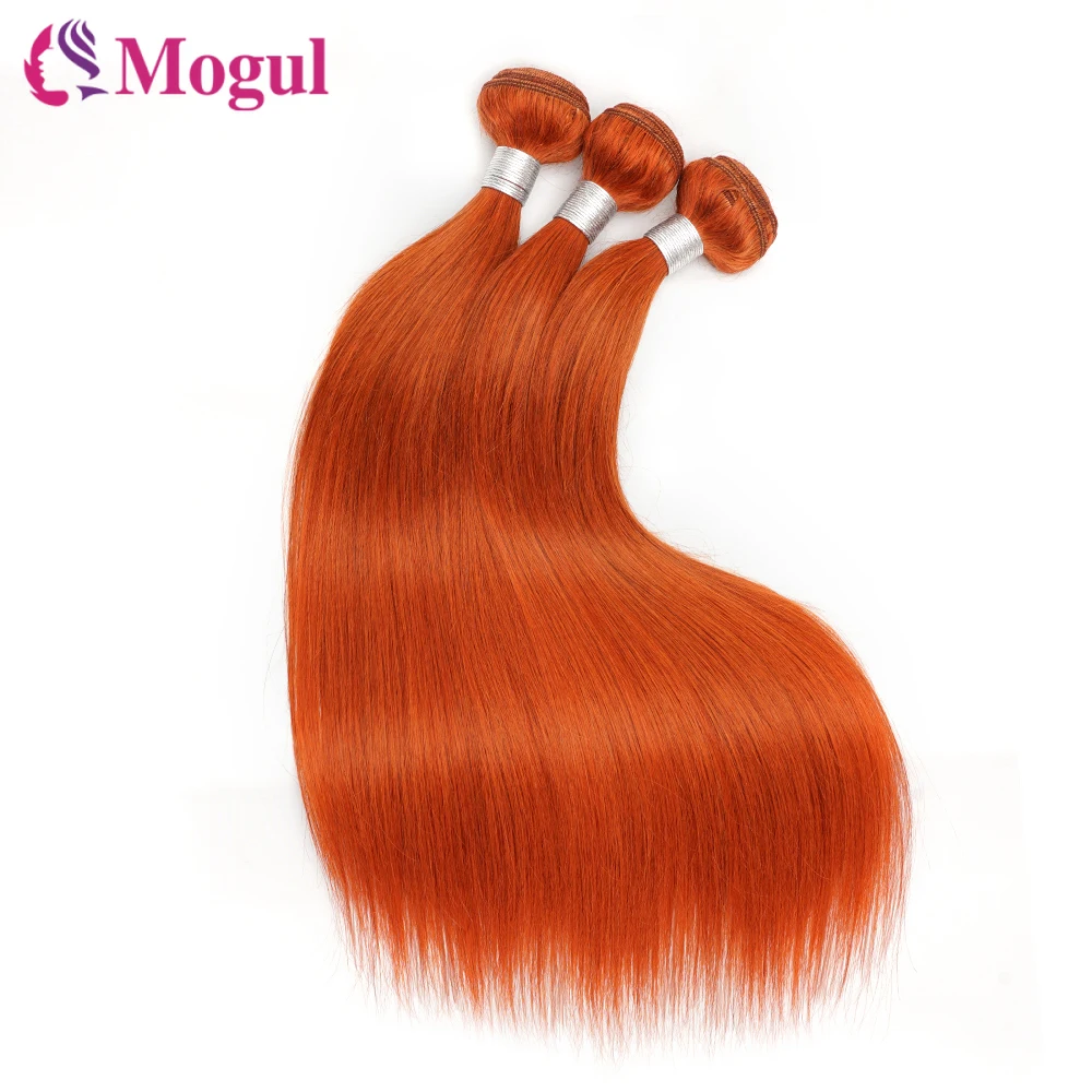 Kleur #350 Gember Oranje 3/4 Bundels Rechte Dubbele Inslag Menselijk Haar Bundels Braziliaanse Remy Haarweefselverlenging 10-26 Inch